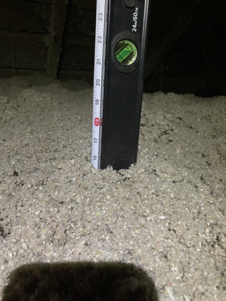 Post-top up insulation levels in attic